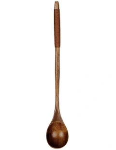Wooden Tea Long Spoon 6Pieces in Brown