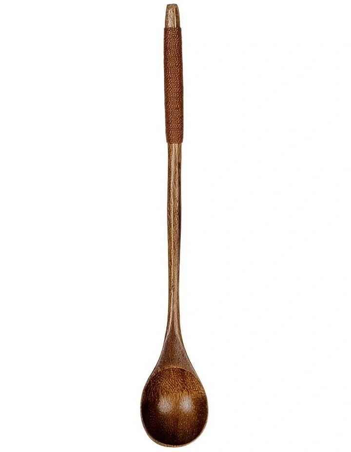 Wooden Tea Long Spoon 6Pieces in Brown image 1