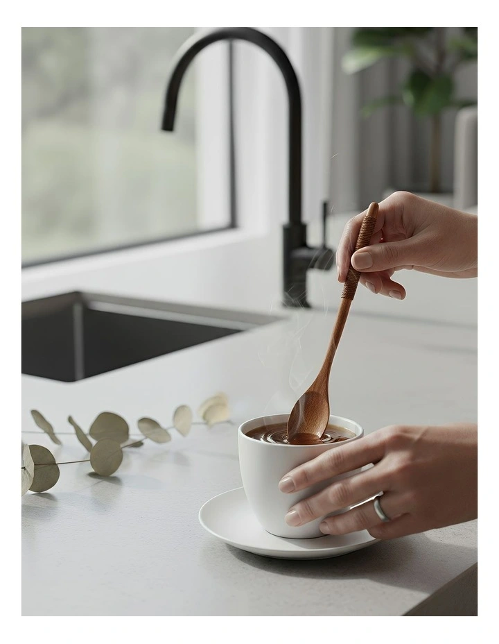 Wooden Tea Long Spoon 6Pieces in Brown image 3