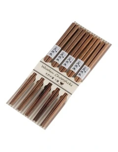 Wooden Sushi Chopsticks 5 Pieces in Brown