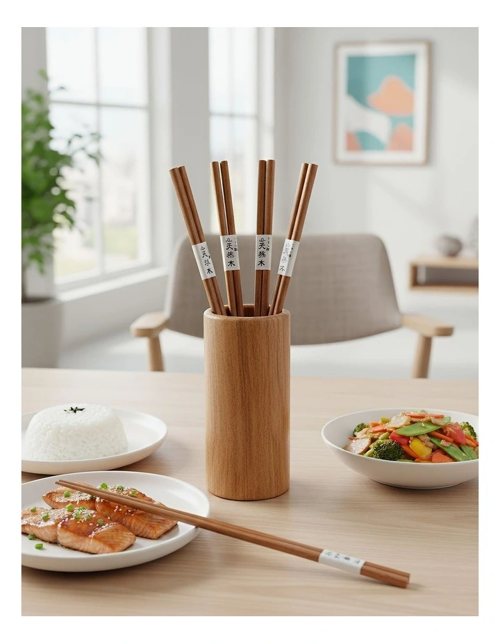 Wooden Sushi Chopsticks 5 Pieces in Brown image 2