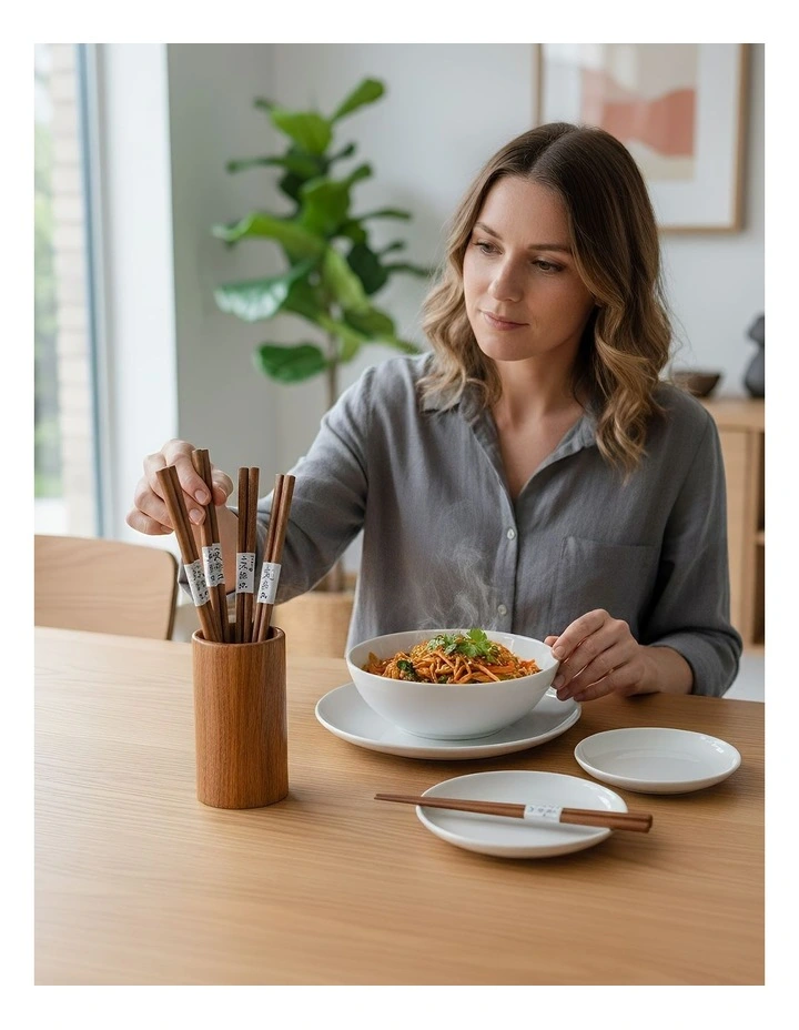 Wooden Sushi Chopsticks 5 Pieces in Brown image 5