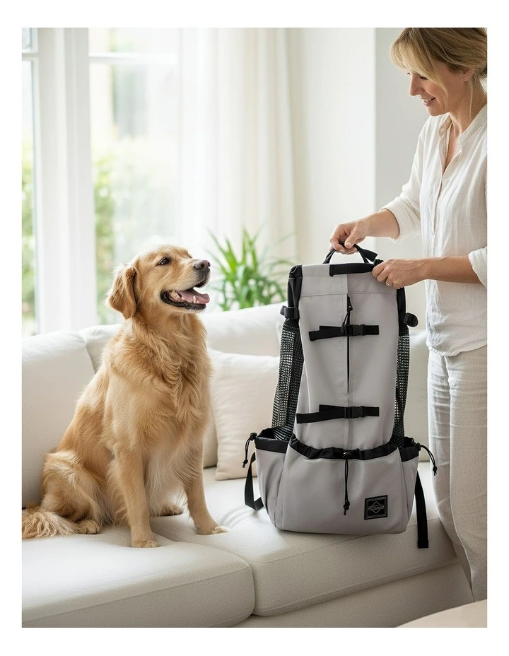 Pet Carrier XL Travel Riding Backpack in Grey image 2