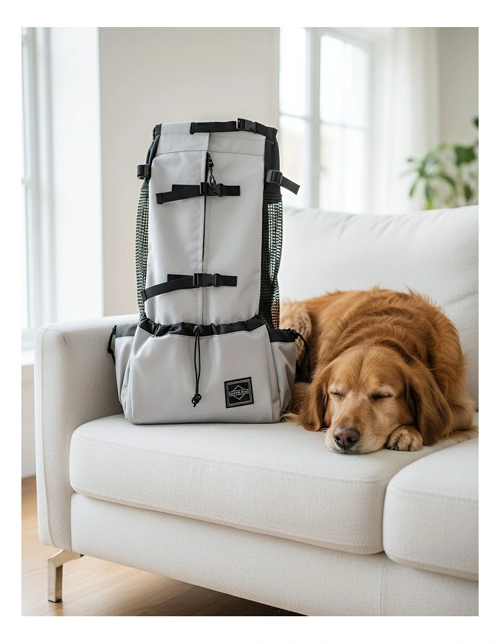 Pet Carrier XL Travel Riding Backpack in Grey image 4