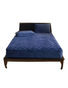 Soft Plush Queen Size Mattress Cover in Navy Blue
