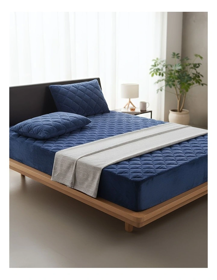 Soft Plush Queen Size Mattress Cover in Navy Blue image 2