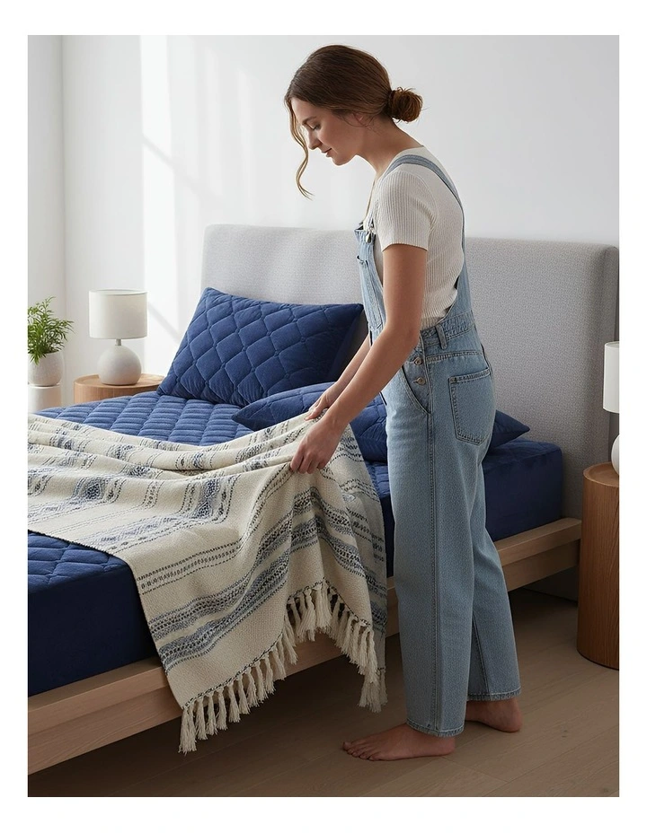 Soft Plush Queen Size Mattress Cover in Navy Blue image 4