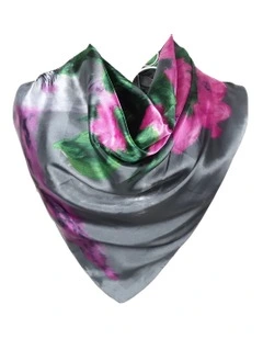 Satin Silk Fashion Scarf in Grey Pink