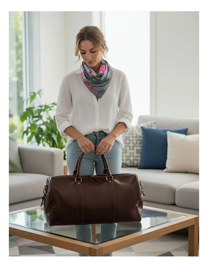 Satin Silk Fashion Scarf in Grey Pink image 5