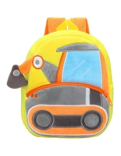 3D Excavator Backpack Cute Cartoon Animal Plush Bag in Yellow