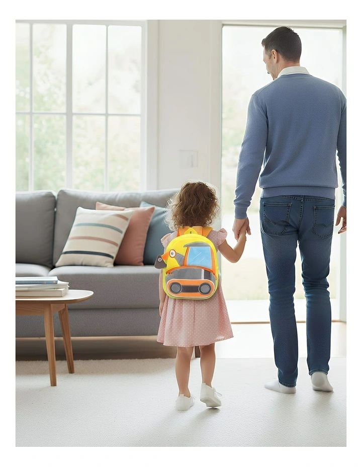 3D Excavator Backpack Cute Cartoon Animal Plush Bag in Yellow image 4