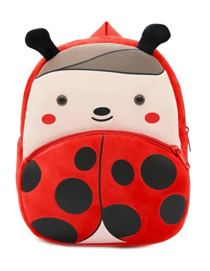 3D Ladybug School Backpack Cute Cartoon Animal Plush Bag in Red image 1