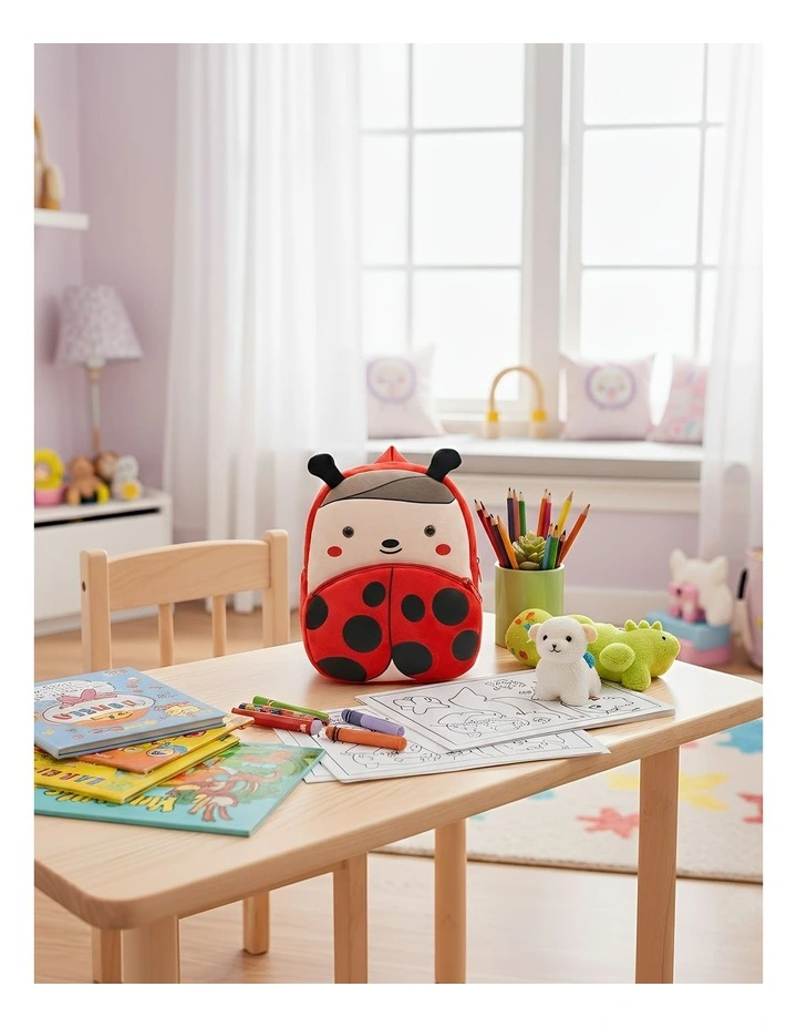 3D Ladybug School Backpack Cute Cartoon Animal Plush Bag in Red image 3