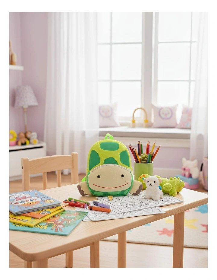 3D Turtle School Backpack in Green image 3
