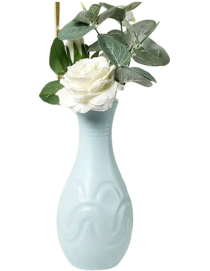 Small Wave Lines Pattern Nordic Pot Home Decor Flower Vase in Light Green image 1