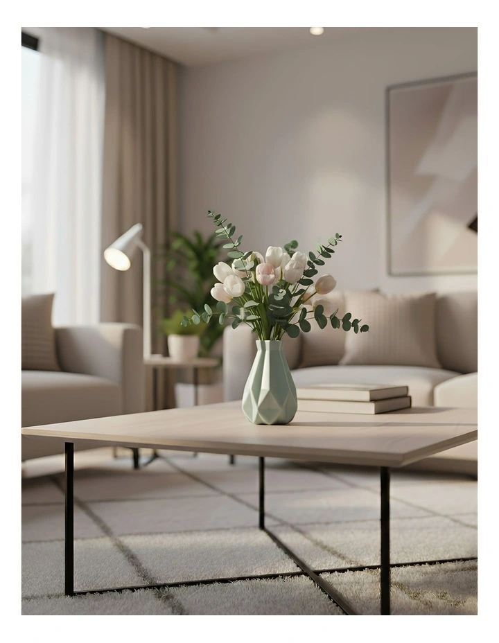 Medium Geometric Style Nordic Pot Home Decor Flower Vase in Light Green image 2