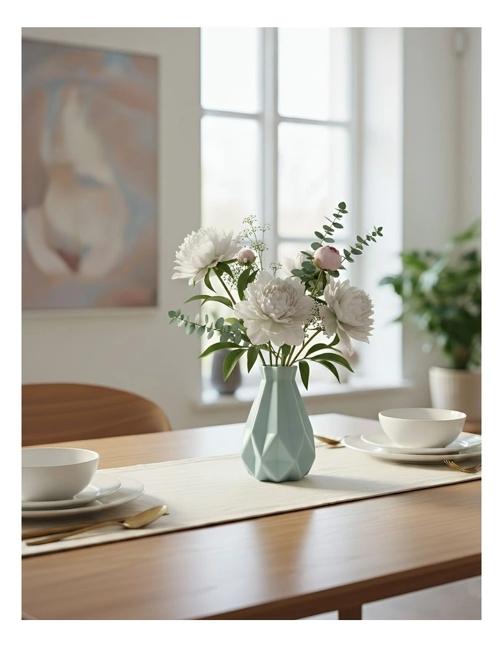 Medium Geometric Style Nordic Pot Home Decor Flower Vase in Light Green image 5