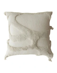Tufted Embroidered Decorative Cushion Cover in Beige