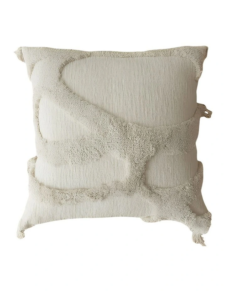Tufted Embroidered Decorative Cushion Cover in Beige image 1