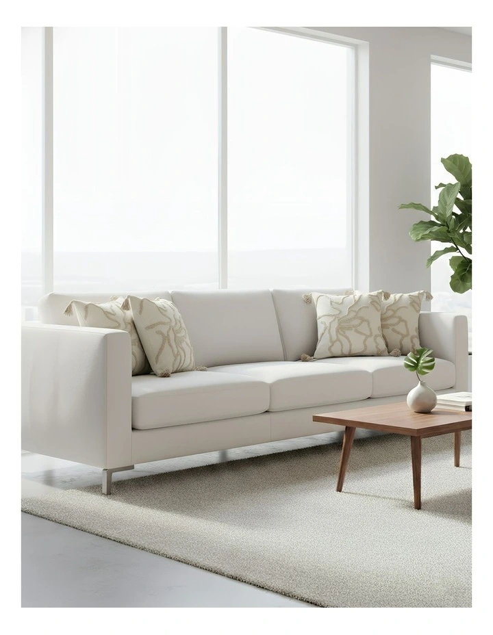 Abstract Lines Embroidered Decorative Cushion Cover in Beige image 2