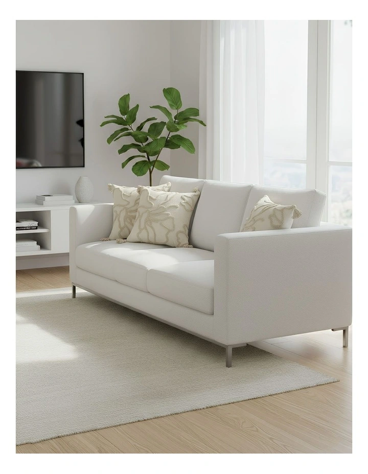 Abstract Lines Embroidered Decorative Cushion Cover in Beige image 4