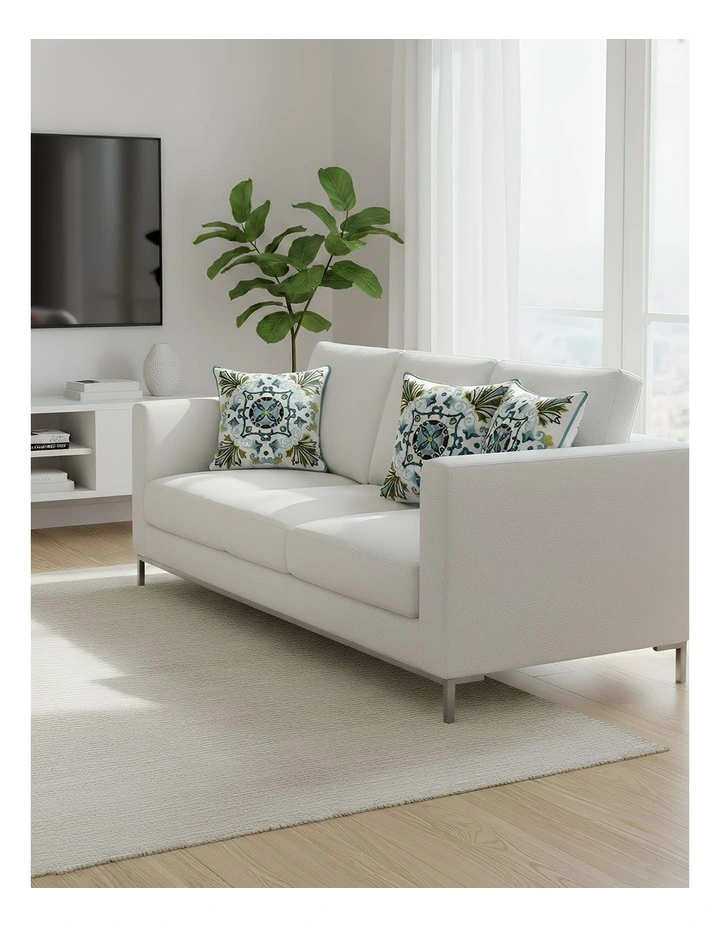 Bohemian Embroidered Decorative Cushion Cover in White image 4