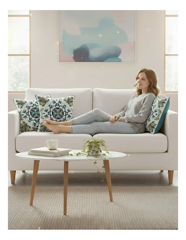 Bohemian Embroidered Decorative Cushion Cover in White image 5