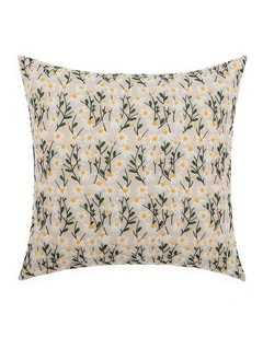 Daisy Embroidered Decorative Cushion Cover in Cream