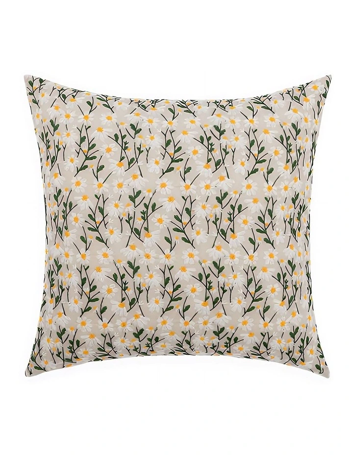 Daisy Embroidered Decorative Cushion Cover in Cream image 1