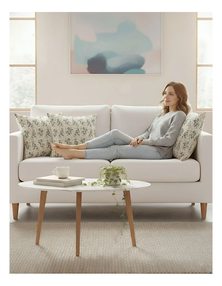 Daisy Embroidered Decorative Cushion Cover in Cream image 5