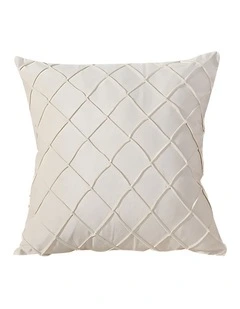 Diamond Lattice Embroidered Decorative Cushion Cover in Cream