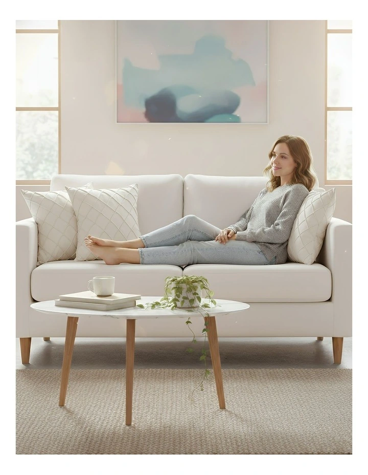 Diamond Lattice Embroidered Decorative Cushion Cover in Cream image 5