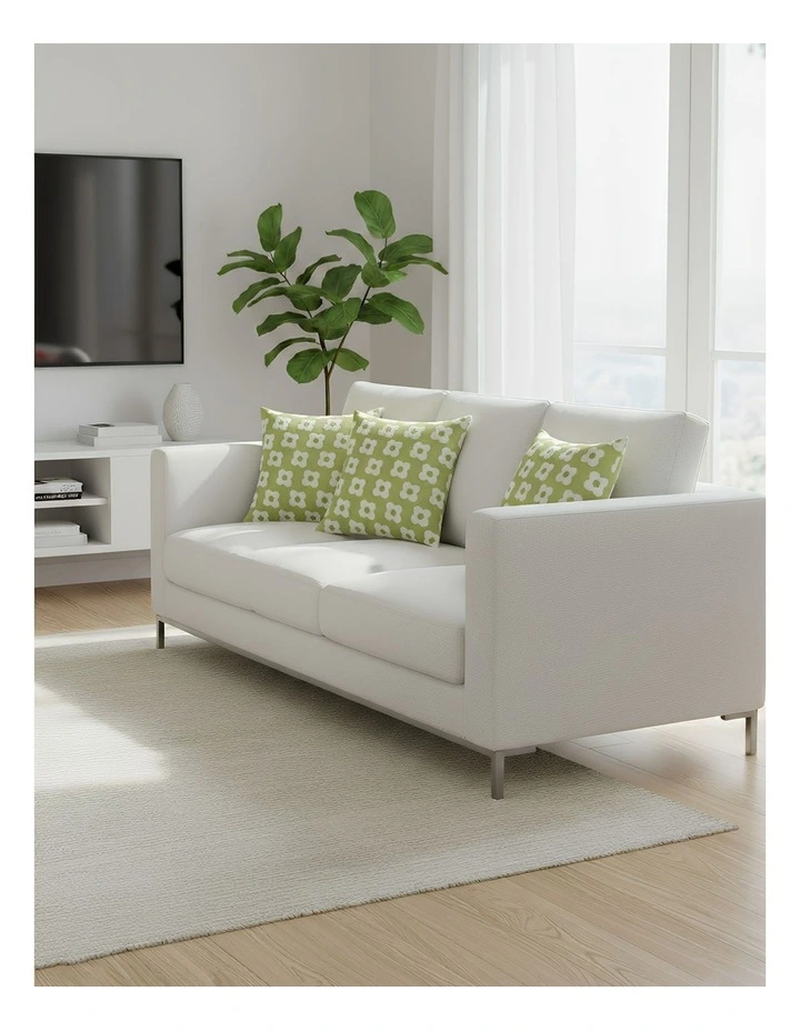 Daisy Plush Pillowcase Floral Embroidered Cushion Cover in Green image 3