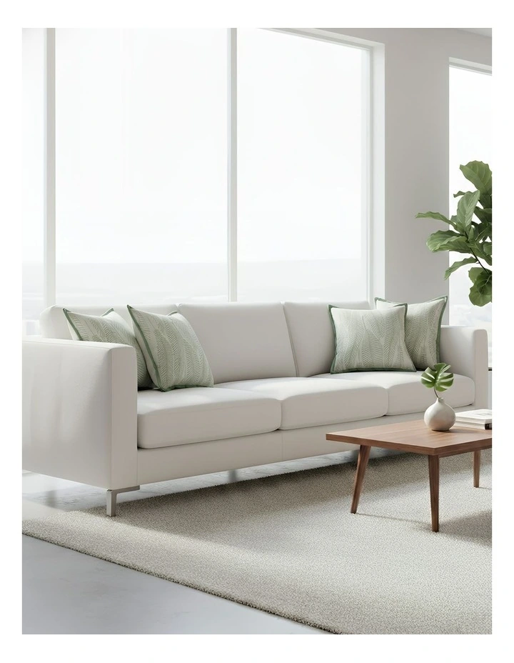 Leaf Embroidered Plush Pillowcase Cushion in Green image 2