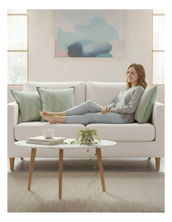 Leaf Embroidered Plush Pillowcase Cushion in Green image 5