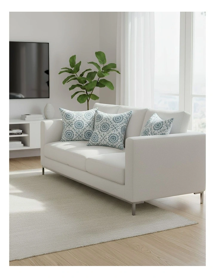 Medallion Pattern Floral Embroidered Decorative Cushion Cover in Blue image 4