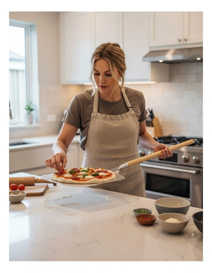 Pizza Spatula With Foldable Wooden No Oxidation 12*14 Inch in Silver image 3