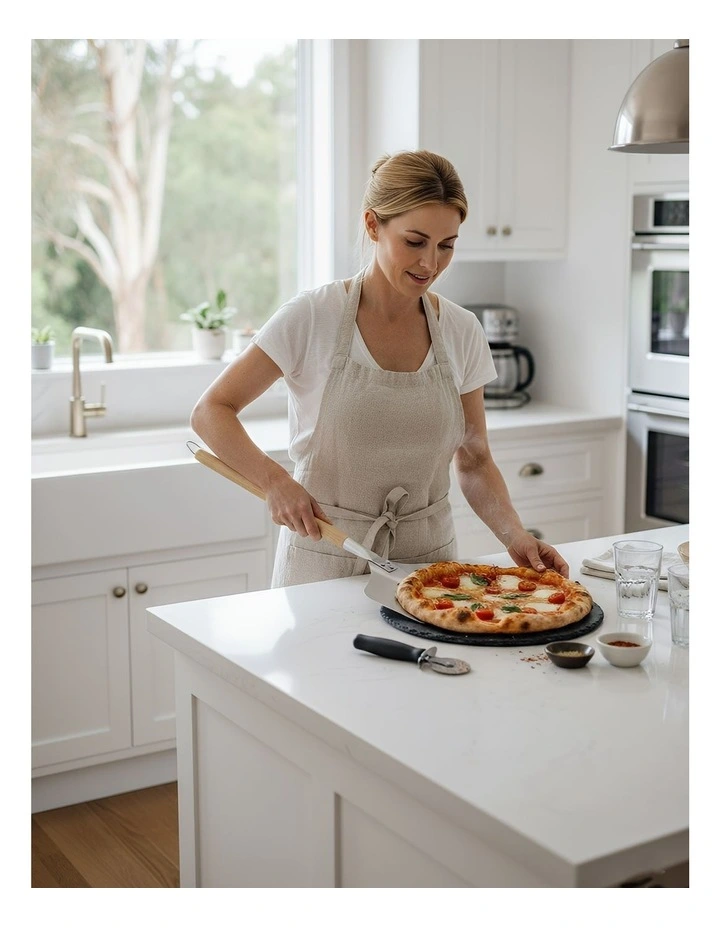 Pizza Spatula With Foldable Wooden No Oxidation 12*14 Inch in Silver image 5