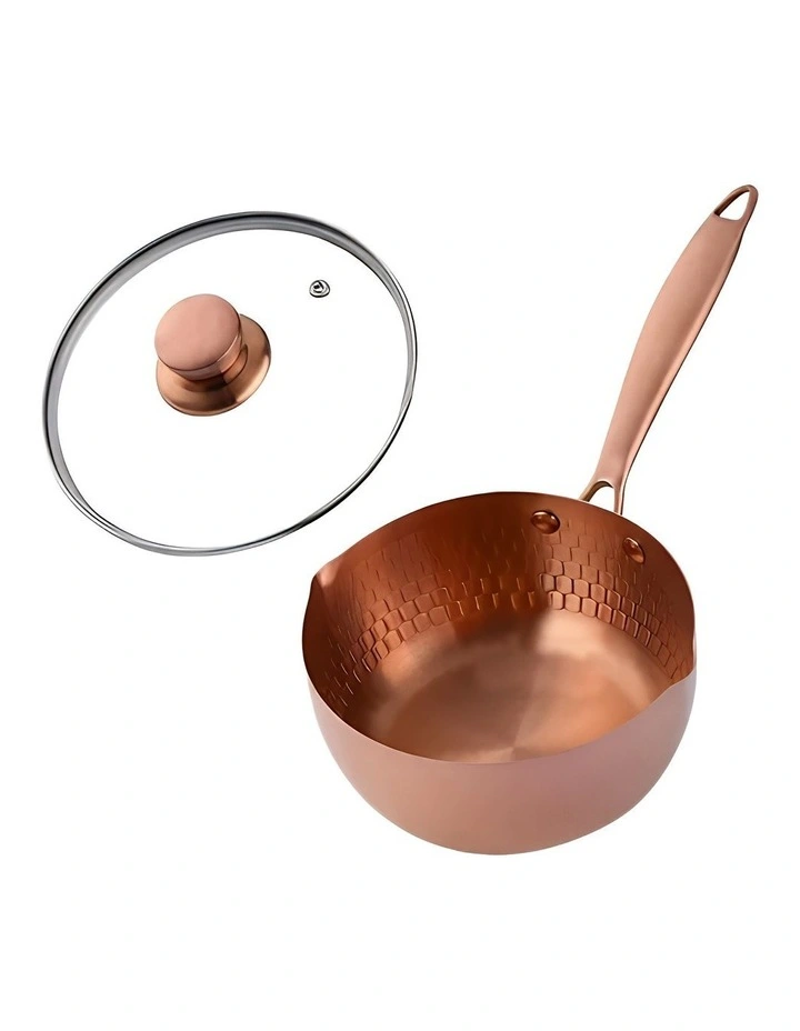 Non-Stick Stainless Steel Kitchen Snow Pan with Lid in Rose Gold image 1