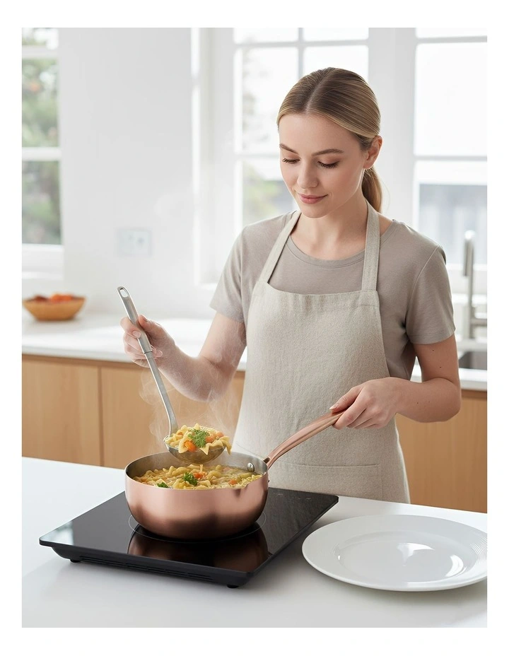 Non-Stick Stainless Steel Kitchen Snow Pan with Lid in Rose Gold image 4