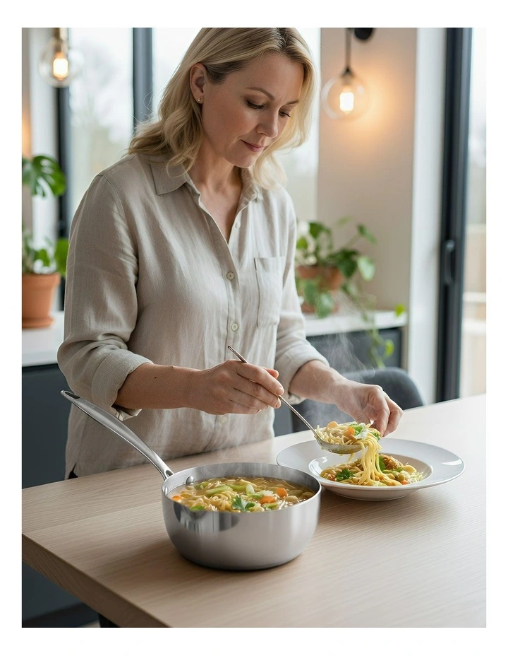 Non-Stick Stainless Steel Kitchen Snow Pan with Lid in Silver image 5