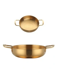 Stainless Steel Hot Pot Set Of 2 Pieces in Gold