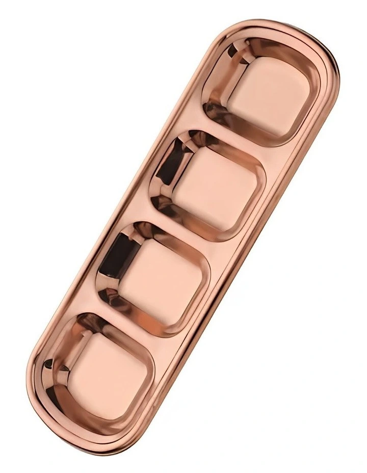 Stainless Steel 4 Grid Sauce Dish Plates in Rose Gold image 1