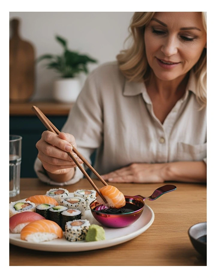 Stainless Steel Sauce Dish 2 Piece in Red Rainbow image 3
