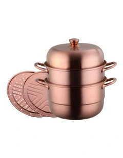 Stainless Steel Three Layer Thick Steamer Pot in Rose Gold