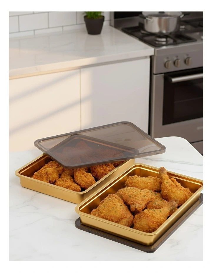 Crisper Box with Sealed Lid 2 Pieces in Gold image 5