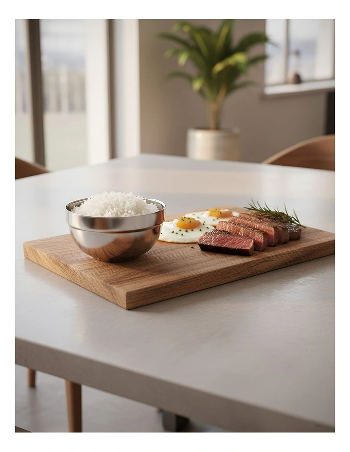 Silver Big Stainless Steel Rice Bowl 5 Pieces in Silver image 2