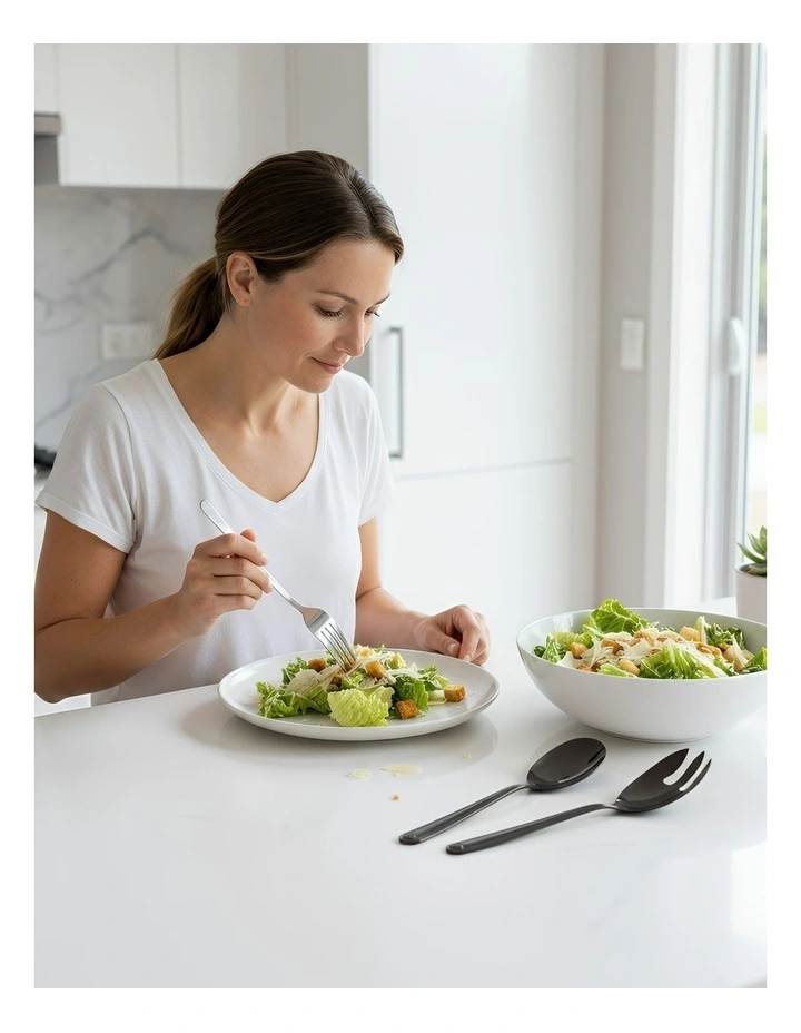 Giant Salad Steel Spoon and Fork Set Of 2 Pieces in Black image 5