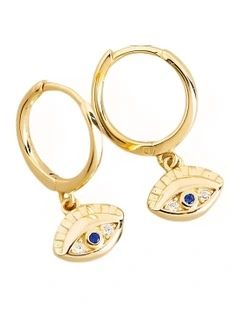Zircon Creative Eye Fashion Stylish Stud Earrings in Gold Plated
