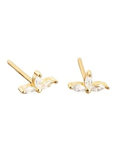Simple Romantic Clover Mini Small Fashion Jewelry Stud Earrings in Gold Plated